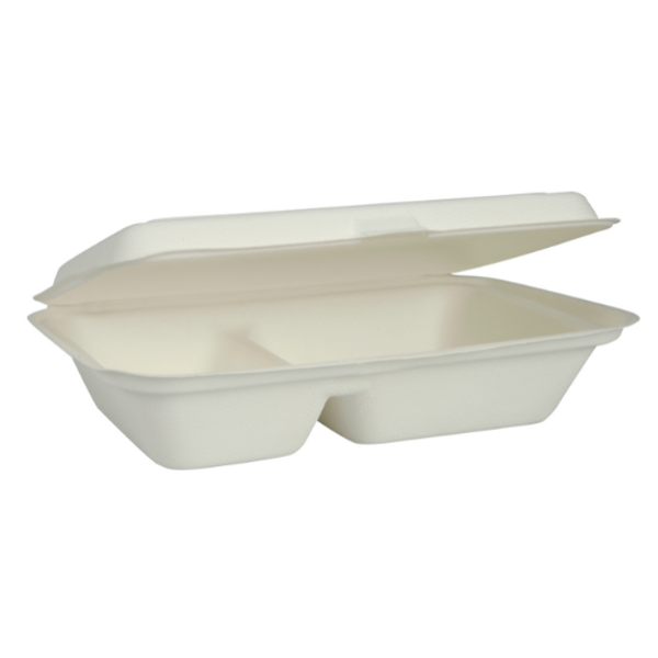 GASTRO take away rasia bagassi 250,9x162x63,2mm 2-os. valkoinen 50kpl - Tukkupakkaus 10pkt (500kpl)