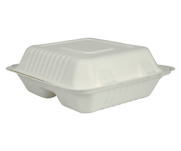 GASTRO-LINE take away rasia bagassi 223x200x78mm 3-os. valkoinen 50kpl - Tukkupakkaus 4pkt (200kpl)