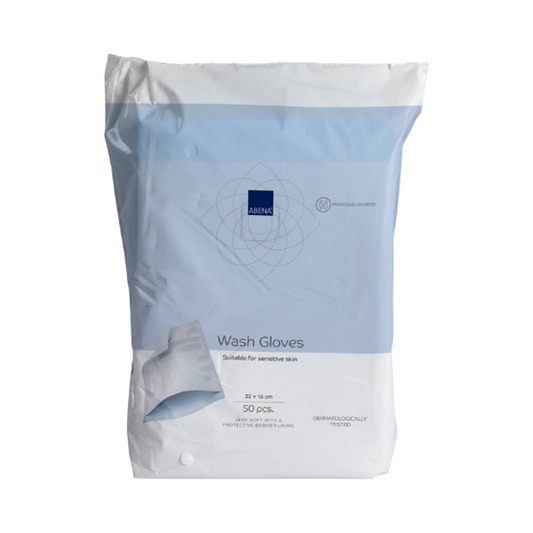 ABENA muovitettu pesukinnas PE/airlaid 50g 22x16cm 50kpl - Tukkupakkaus 20kpl