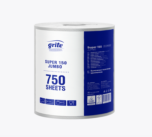 Vetopyyhe Super 150m Jumbo, 100% sellu, 2-krs. - Tukkupakkaus 6rll